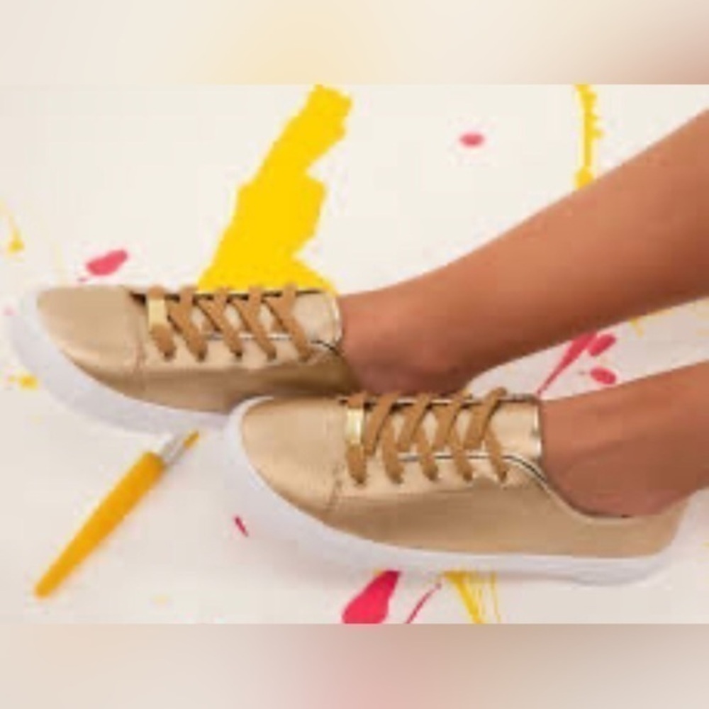 Sperry Metallic Gold slip On leather Sneakers size 8